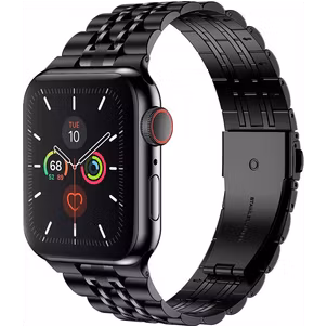 Mobigear Monaco Edelstahl Apple Watch Armband Faltschließe - 49/46/45/44 mm - Schwarz