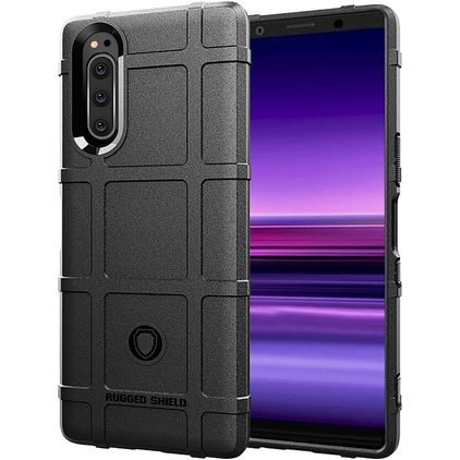 Mobigear Rugged Shield Sony Xperia 5 II Hülle Flexibles TPU Backcover Stoßfest - Schwarz
