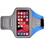 Mobigear Easy Fit Handyhalterung Joggen iPhone 16 Plus Sporthülle Neopren Sportarmband - Blau