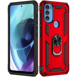 Mobigear Armor Ring Motorola Moto G71 5G Hülle Hardcase Backcover Stoßfest mit Ringhalter - Rot