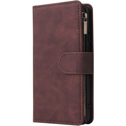 Mobigear Zipper Huawei P40 Hülle Klapphülle Geldbörse - Braun