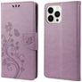 Mobigear Flowers iPhone 14 Pro Max Hülle Klapphülle Geldbörse - Lila