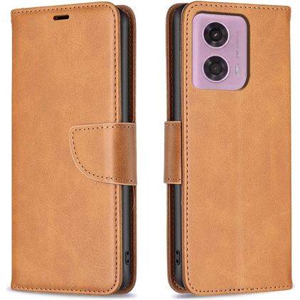 Mobigear Excellent Motorola Moto G24 Hülle Klapphülle Geldbörse - Cognac