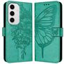Mobigear Butterfly Samsung Galaxy S24 FE Hülle Klapphülle Geldbörse - Grün