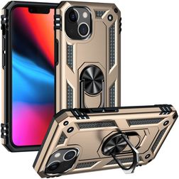 Mobigear Armor Ring iPhone 14 Plus Hülle Hardcase Backcover Stoßfest mit Ringhalter - Gold