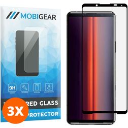 Mobigear Premium Sony Xperia 5 II Panzerglas Displayschutz - Hüllenfreundlich - Schwarz (3er Pack)