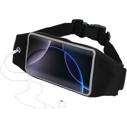 Mobiparts Comfort Fit Belt Handyhalterung Joggen iPhone 16 Pro Max Sporthülle Neopren Gürtel - Schwarz