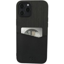 Valenta Card Slot iPhone 12 Pro Max Hülle Echtes Leder Backcover mit Kartenhalter - Schwarz
