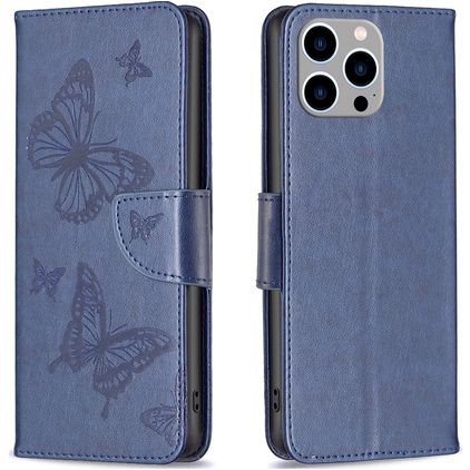 Mobigear Butterfly iPhone 15 Pro Max Hülle Klapphülle Geldbörse - Blau