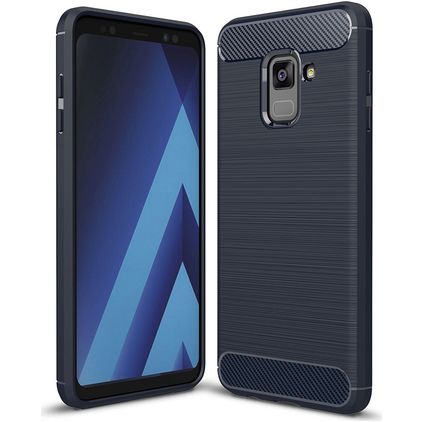 Mobigear Brushed Slim Samsung Galaxy A8 (2018) Hülle Flexibles TPU Backcover - Marineblau
