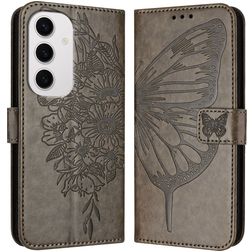 Mobigear Butterfly Samsung Galaxy S24 FE Hülle Klapphülle Geldbörse - Grau