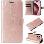 Mobigear Butterfly iPhone 16 Pro Hülle Klapphülle Geldbörse - Roségold