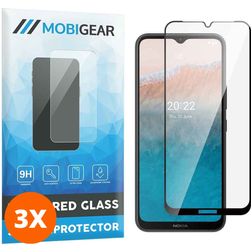 Mobigear Premium Nokia C21 Plus Panzerglas Gehärtetes Glas Displayschutz - Hüllenfreundlich - Schwarz (3er Pack)