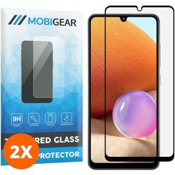 Mobigear Premium Samsung Galaxy A32 4G Panzerglas Displayschutz - Hüllenfreundlich - Schwarz (2er Pack)