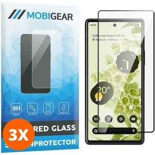 Mobigear Premium Google Pixel 6a Panzerglas Gehärtetes Glas Displayschutz - Hüllenfreundlich - Schwarz (3er Pack)
