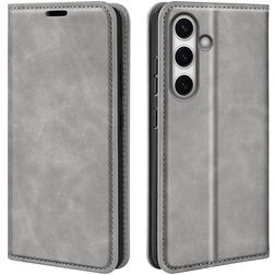 Mobigear Retro Slim Samsung Galaxy S24 FE Hülle Klapphülle Geldbörse - Grau