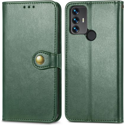 Mobigear Snap Button TCL 30 SE Hülle Klapphülle Geldbörse - Grün