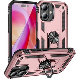 Mobigear Armor Ring iPhone 16 Hülle Hardcase Backcover Stoßfest mit Ringhalter - Roségold