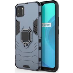 Mobigear Armor Ring Realme C11 (2020) Hülle Hardcase Backcover Stoßfest mit Ringhalter - Blau