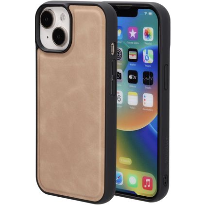 Mobiparts Classic iPhone 14 MagSafe Hülle TPU,Kunstleder Backcover - Moonstone Beige