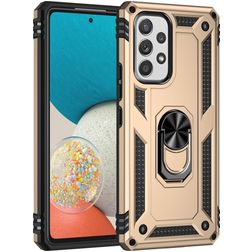 Mobigear Armor Ring Samsung Galaxy A53 Hülle Hardcase Backcover Stoßfest mit Ringhalter - Gold