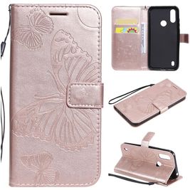 Mobigear Pressed Butterfly Bookcase Case Rose Gold Motorola Moto E6s (2020)