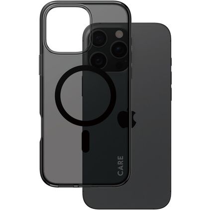 CARE by PanzerGlass Smokey iPhone 16 Pro Max MagSafe Hardcase Backcover - Transparent / Schwarz
