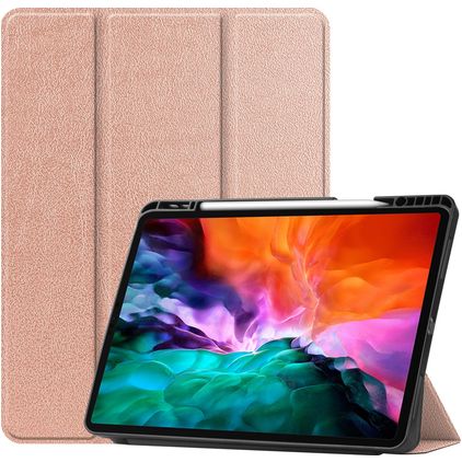 Mobigear Tri-Fold Gel iPad Pro 12.9 Zoll (2022) Hülle TPU,Kunstleder Klapphülle + Stifthalter - Roségold