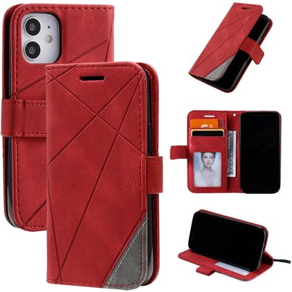 Mobigear Rhombus iPhone 12 Mini Hülle Klapphülle Geldbörse - Rot