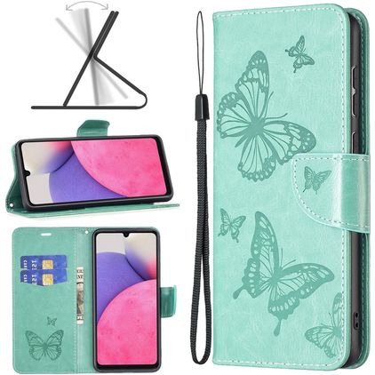 Mobigear Butterfly Samsung Galaxy A33 Hülle Klapphülle Geldbörse - Türkis