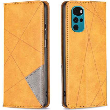 Mobigear Rhombus Slim Motorola Moto G200 5G Klapphülle - Cognac