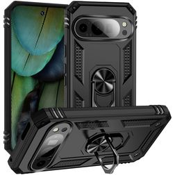 Mobigear Armor Ring Google Pixel 9 Hülle Hardcase Backcover Stoßfest mit Ringhalter - Schwarz
