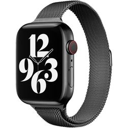 Mobigear Slim Loop Milanaise Apple Watch Armband Magnetverschluss - 49/46/45/44 mm - Schwarz