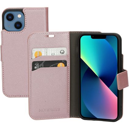 Mobiparts Saffiano Wallet iPhone 13 Mini Hülle Klapphülle Geldbörse - Pink