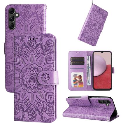 Mobigear Sunflower Samsung Galaxy A14 Klapphülle Portemonnaie - Lila