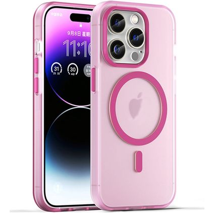 Mobigear Shockproof iPhone 16 Pro MagSafe Hülle Flexibles TPU Backcover - Pink