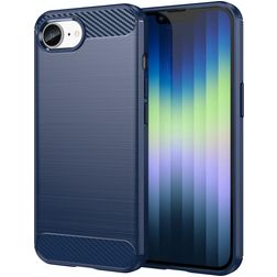 Mobigear Brushed Slim iPhone 16e Hülle Flexibles TPU Backcover - Blau