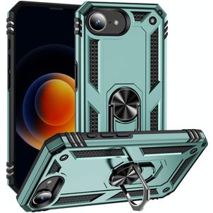 Mobigear Armor Ring iPhone 16e Hülle Hardcase Backcover Stoßfest mit Ringhalter - Grün