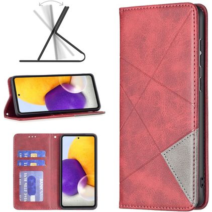 Mobigear Rhombus Slim Samsung Galaxy A73 Hülle Klapphülle - Rot