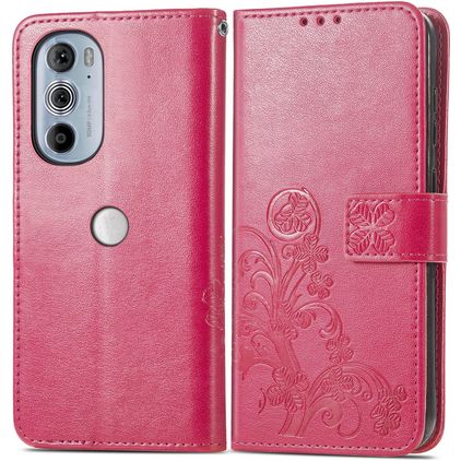 Mobigear Clover Motorola Edge 30 Pro Hülle Klapphülle Geldbörse - Magenta