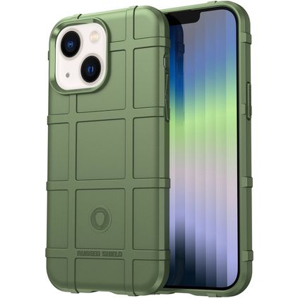 Mobigear Rugged Shield iPhone 14 Hülle Flexibles TPU Backcover Stoßfest - Grün