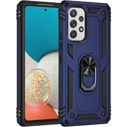 Mobigear Armor Ring Samsung Galaxy A53 Hülle Hardcase Backcover Stoßfest mit Ringhalter - Blau