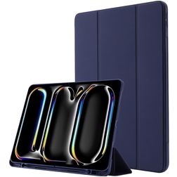 Mobigear Tri-Fold Gel iPad Pro 13 Zoll (2025) Hülle TPU,Kunstleder Klapphülle + Stifthalter - Dunkelblau