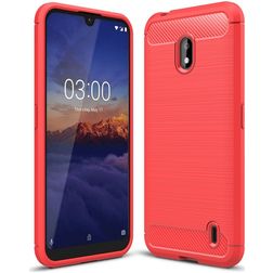 Mobigear Brushed Slim Nokia 2.2 Hülle Flexibles TPU Backcover - Rot