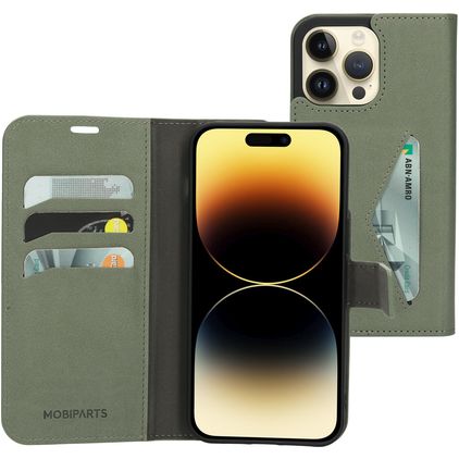Mobiparts Classic Wallet iPhone 14 Pro Max Klapphülle Portemonnaie - Stone Green