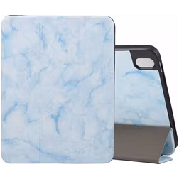 Mobigear Tri-Fold Marble iPad 10 (2022) Hülle Klapphülle + Stifthalter - Blau