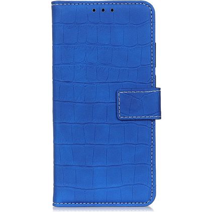 Mobigear Croco Samsung Galaxy S22 Hülle Klapphülle Geldbörse - Blau