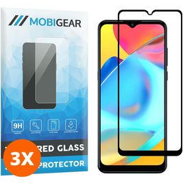 Mobigear Premium Alcatel 3L Panzerglas Gehärtetes Glas Displayschutz - Hüllenfreundlich - Schwarz (3er Pack)