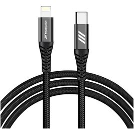 Mobigear Nylon USB-C auf Apple Lightning Kabel 0.4 Meter - Schwarz