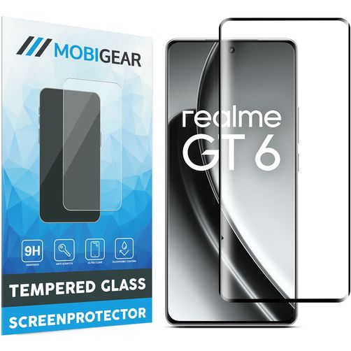 Mobigear Premium Realme GT 6 Panzerglas Displayschutz - Hüllenfreundlich - Schwarz